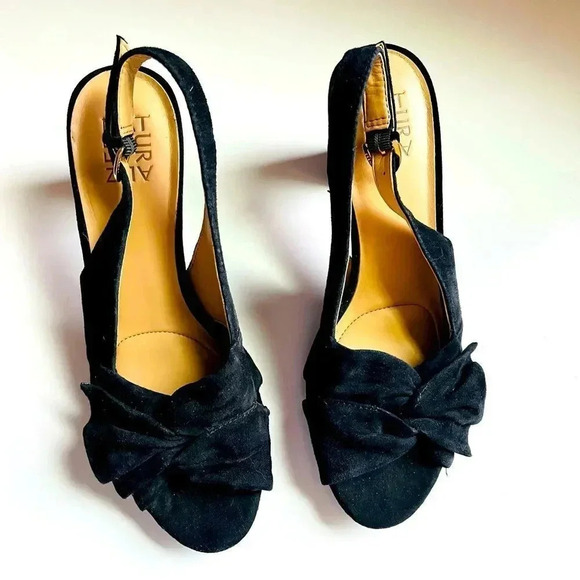 Naturalizer Fawn Heeled Peep Toe Leather Slingback Sandal - Picture 2 of 8